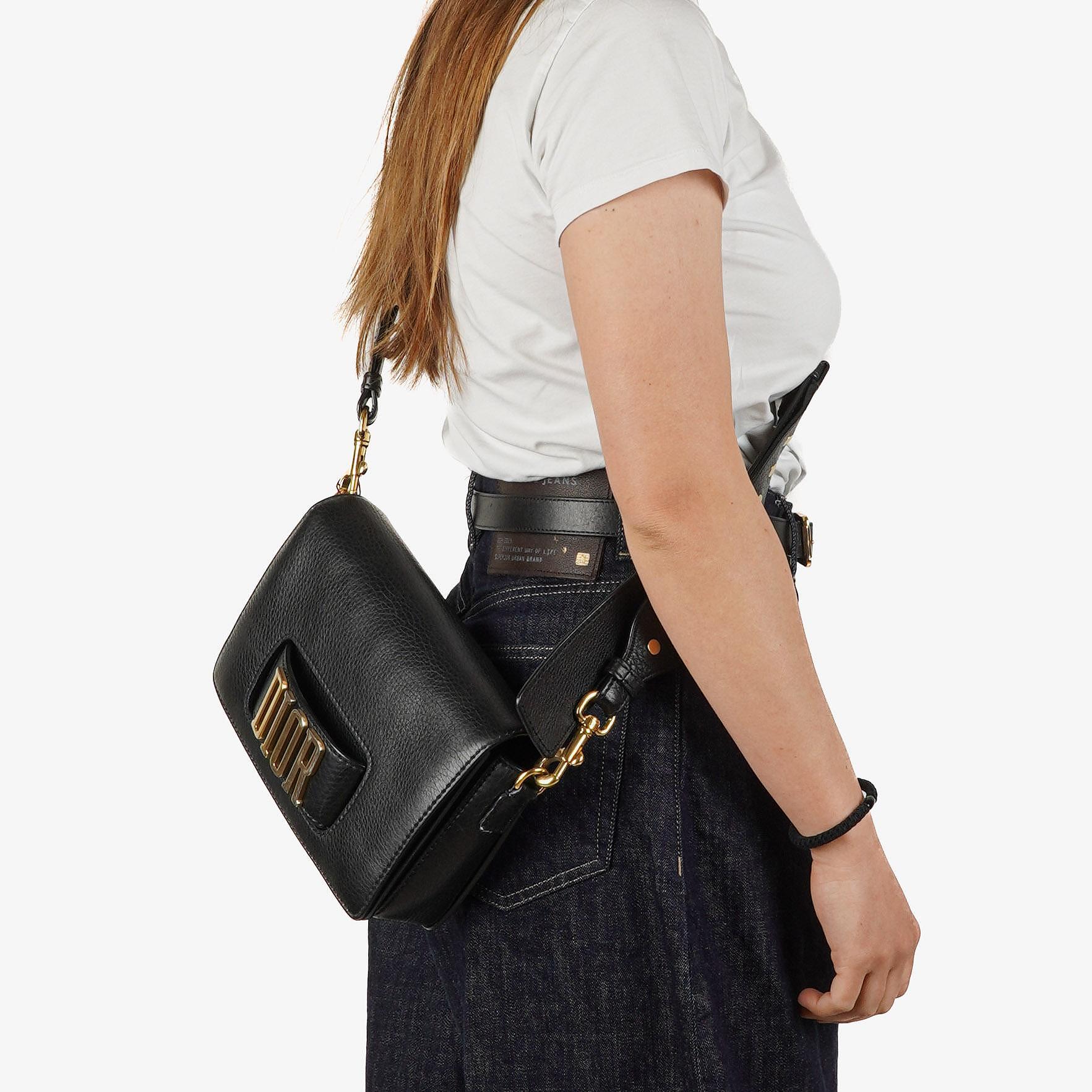 Christian Dior Dio(r)evolution Black Grained Calfskin Flap Bag