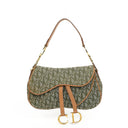 Christian Dior Green Monogram Jacquard Double Saddle Bag