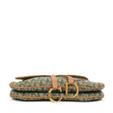 Christian Dior Green Monogram Jacquard Double Saddle Bag