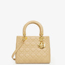 Christian Dior Lady Dior Beige Cannage Quilted Leather Bag