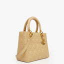 Christian Dior Lady Dior Beige Cannage Quilted Leather Bag