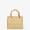 Christian Dior Lady Dior Beige Cannage Quilted Leather Bag