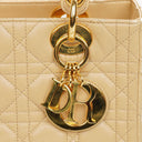 Christian Dior Lady Dior Beige Cannage Quilted Leather Bag