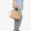 Christian Dior Lady Dior Beige Cannage Quilted Leather Bag