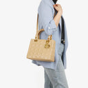 Christian Dior Lady Dior Beige Cannage Quilted Leather Bag
