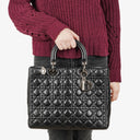 Christian Dior Large Lady Dior Black Cannage Quilted Lambskin Handbag, 2010