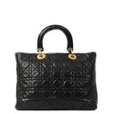 Christian Dior Large Lady Dior Black Cannage Quilted Lambskin Handbag