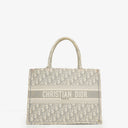 Christian Dior Medium Ecru and Gray Oblique Embroidery Book Tote