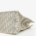 Christian Dior Medium Ecru and Gray Oblique Embroidery Book Tote