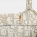Christian Dior Medium Ecru and Gray Oblique Embroidery Book Tote