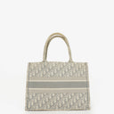 Christian Dior Medium Ecru and Gray Oblique Embroidery Book Tote