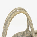 Christian Dior Medium Ecru and Gray Oblique Embroidery Book Tote