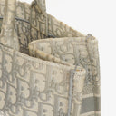 Christian Dior Medium Ecru and Gray Oblique Embroidery Book Tote