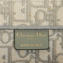 Christian Dior Medium Ecru and Gray Oblique Embroidery Book Tote