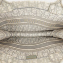 Christian Dior Medium Ecru and Gray Oblique Embroidery Book Tote