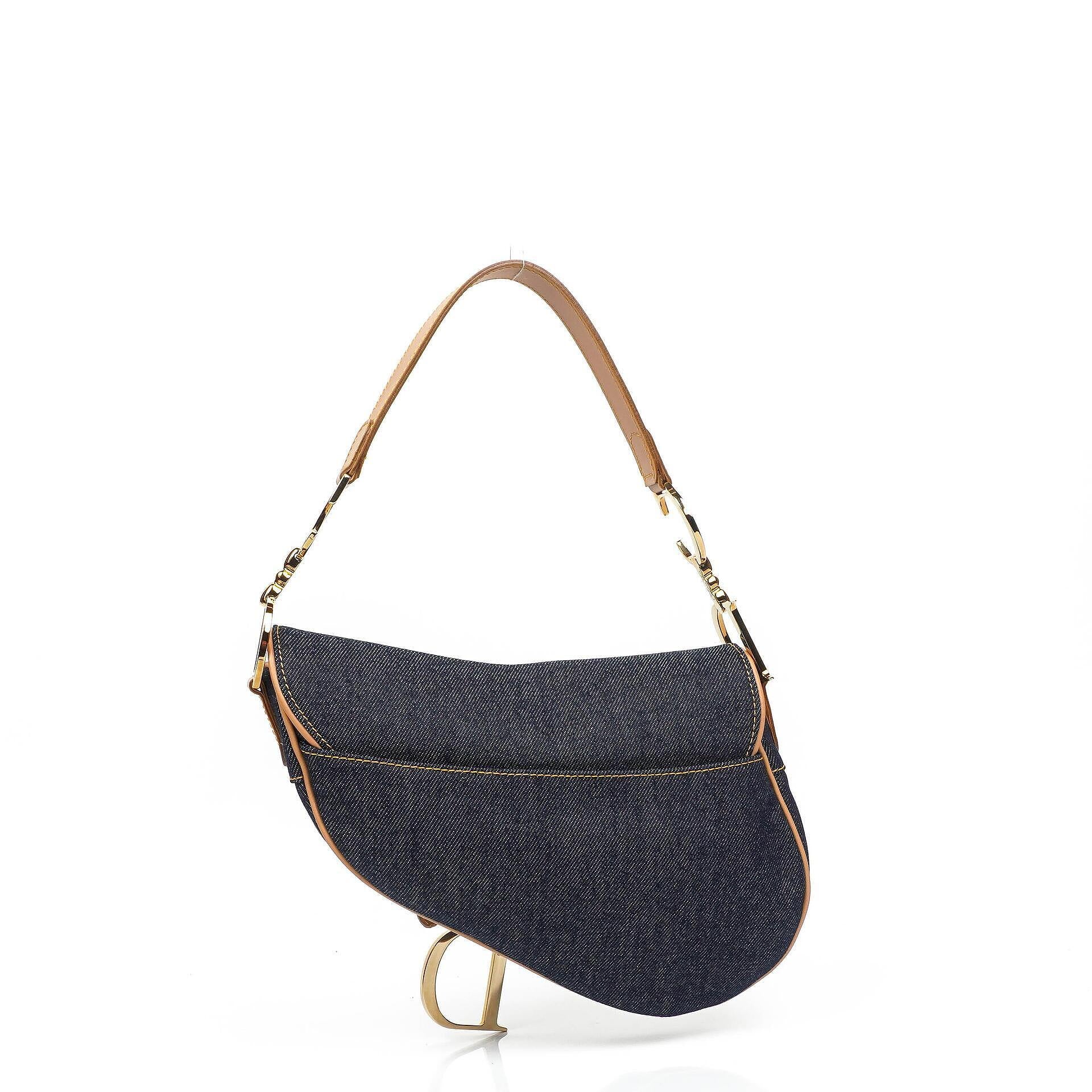 Christian Dior Medium Saddle Bag Blue Denim