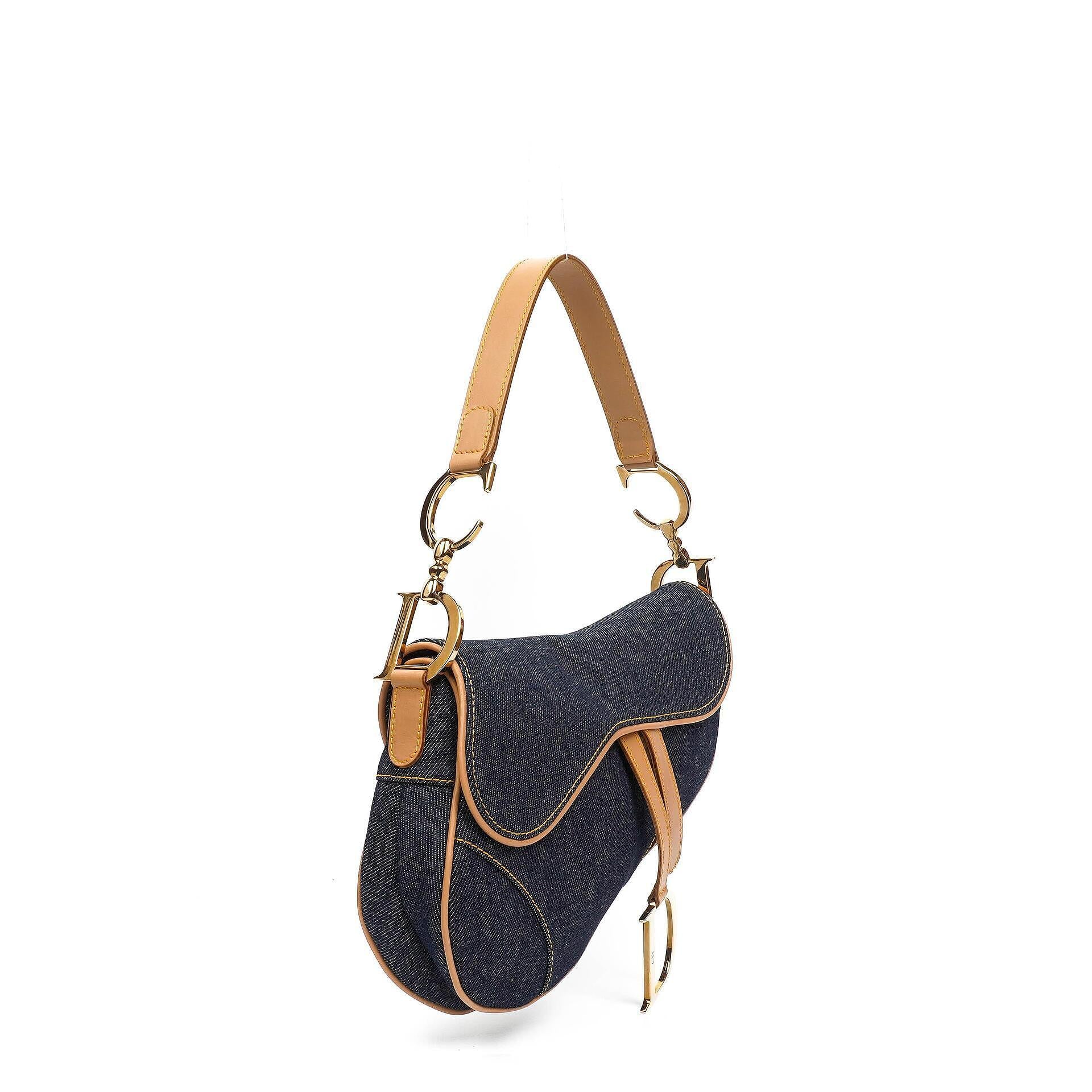 Christian Dior Medium Saddle Bag Blue Denim