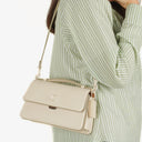 Coach Juno White Leather Flap Bag