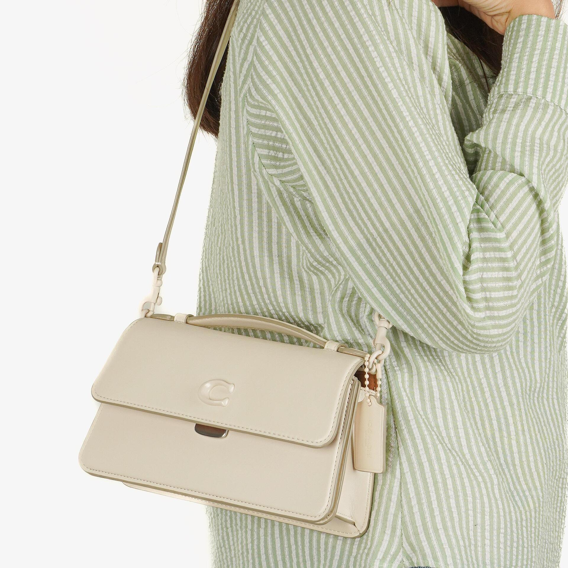 Coach Juno White Leather Flap Bag