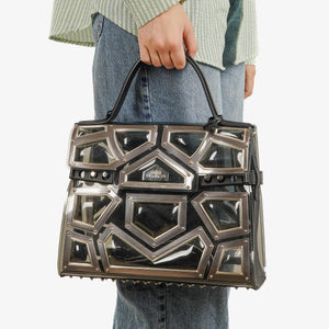 Delvaux Gladiator Tempete Vinyl Satchel Antique Silver