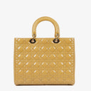 Dior Lady Dior Vintage Large Beige Patent Calfskin Handbag