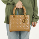 Dior Lady Dior Vintage Medium Beige Patent Calfskin Handbag