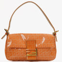 Fendi Baguette Zucchino FF Orange Vinyl Shoulder Bag