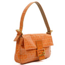 Fendi Baguette Zucchino FF Orange Vinyl Shoulder Bag