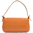 Fendi Baguette Zucchino FF Orange Vinyl Shoulder Bag