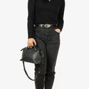 Fendi Black Grained Calfskin Leather Large By the Way Bag