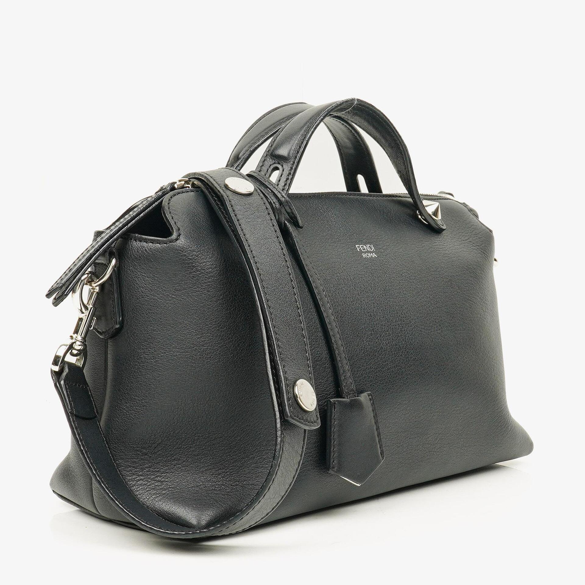 Fendi Black Grained Calfskin Leather Large By the Way Bag