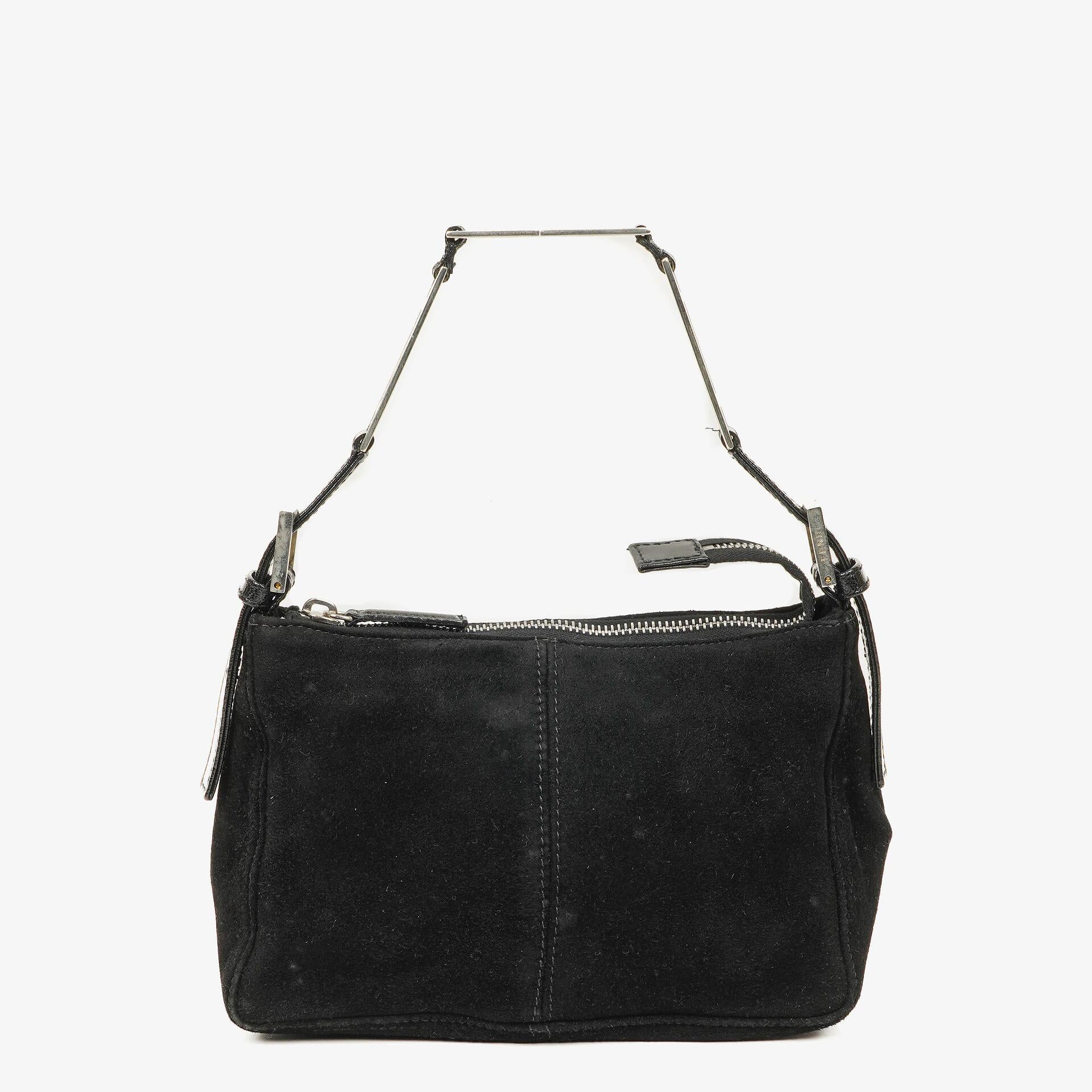Fendi Black Suede Small Hobo Bag