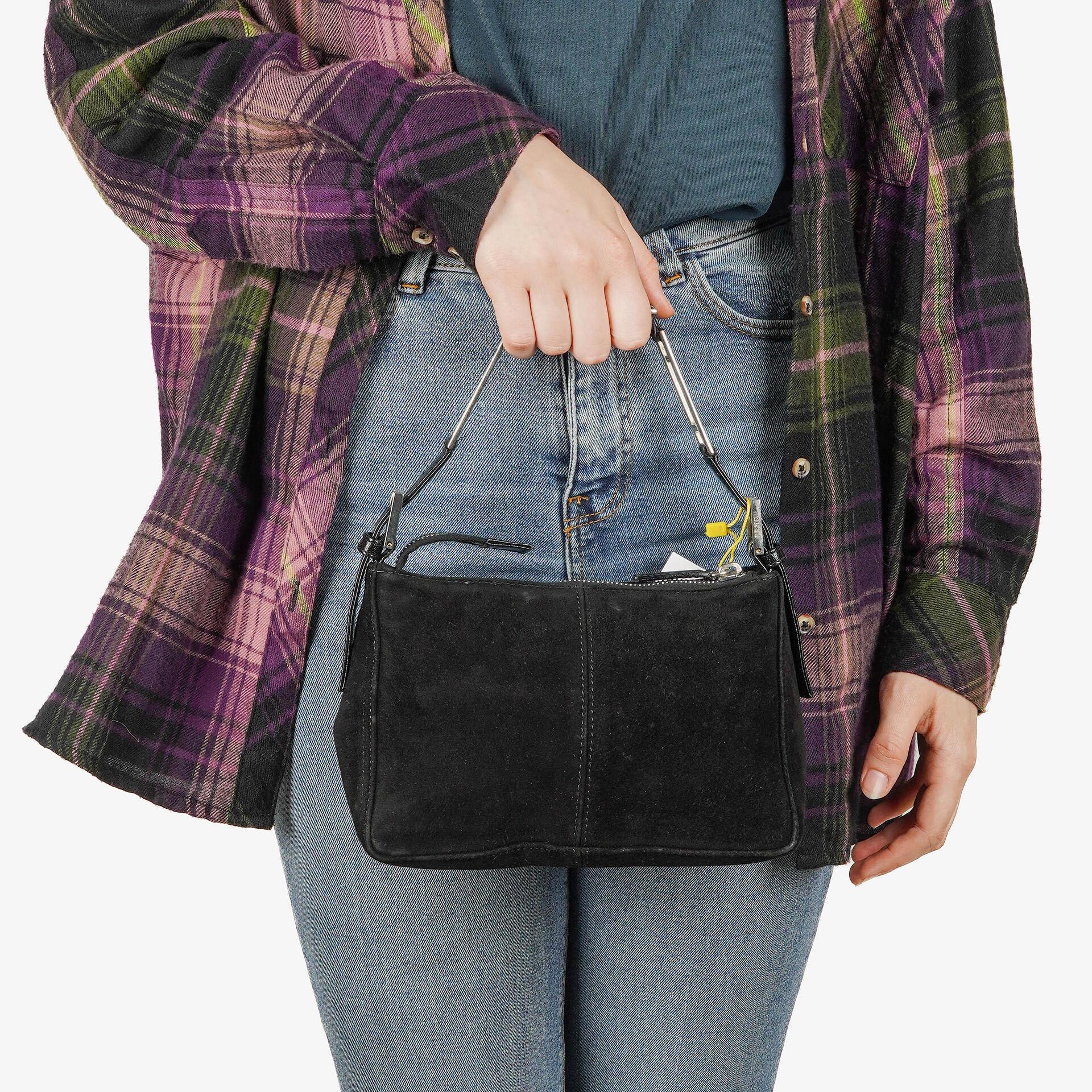 Fendi Black Suede Small Hobo Bag