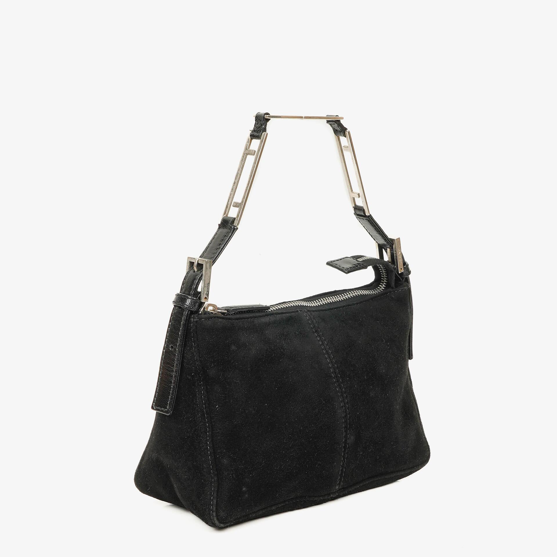 Fendi Black Suede Small Hobo Bag