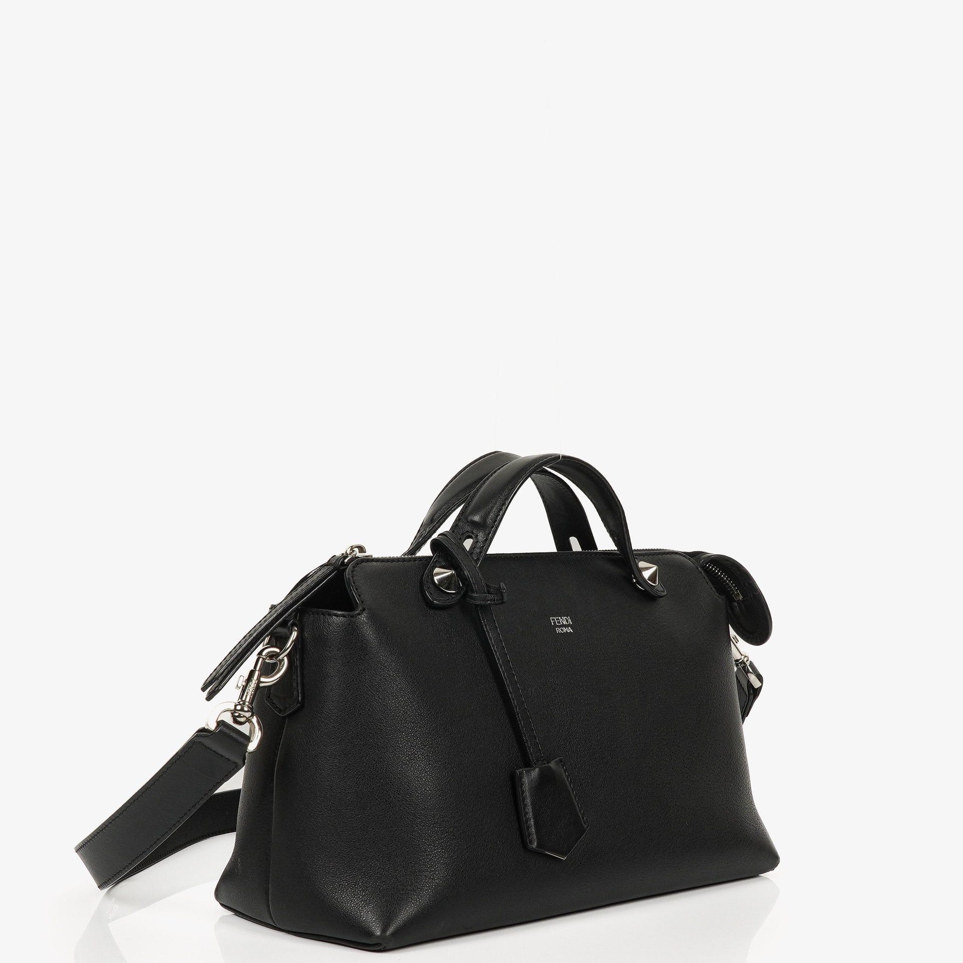 Fendi Medium By The Way Black Leather Boston Bag