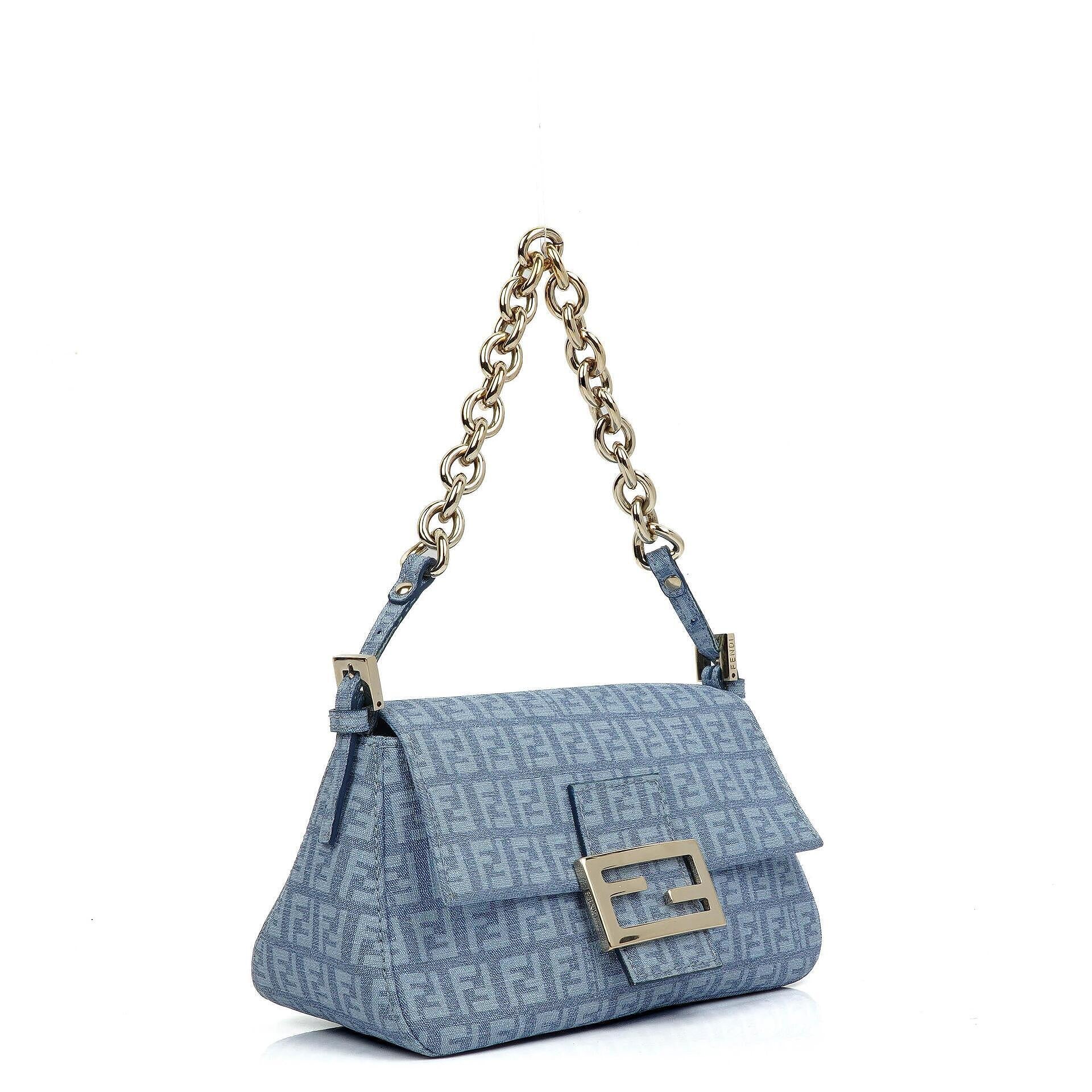 Fendi Mini Mamma Forever Blue Shoulder Bag