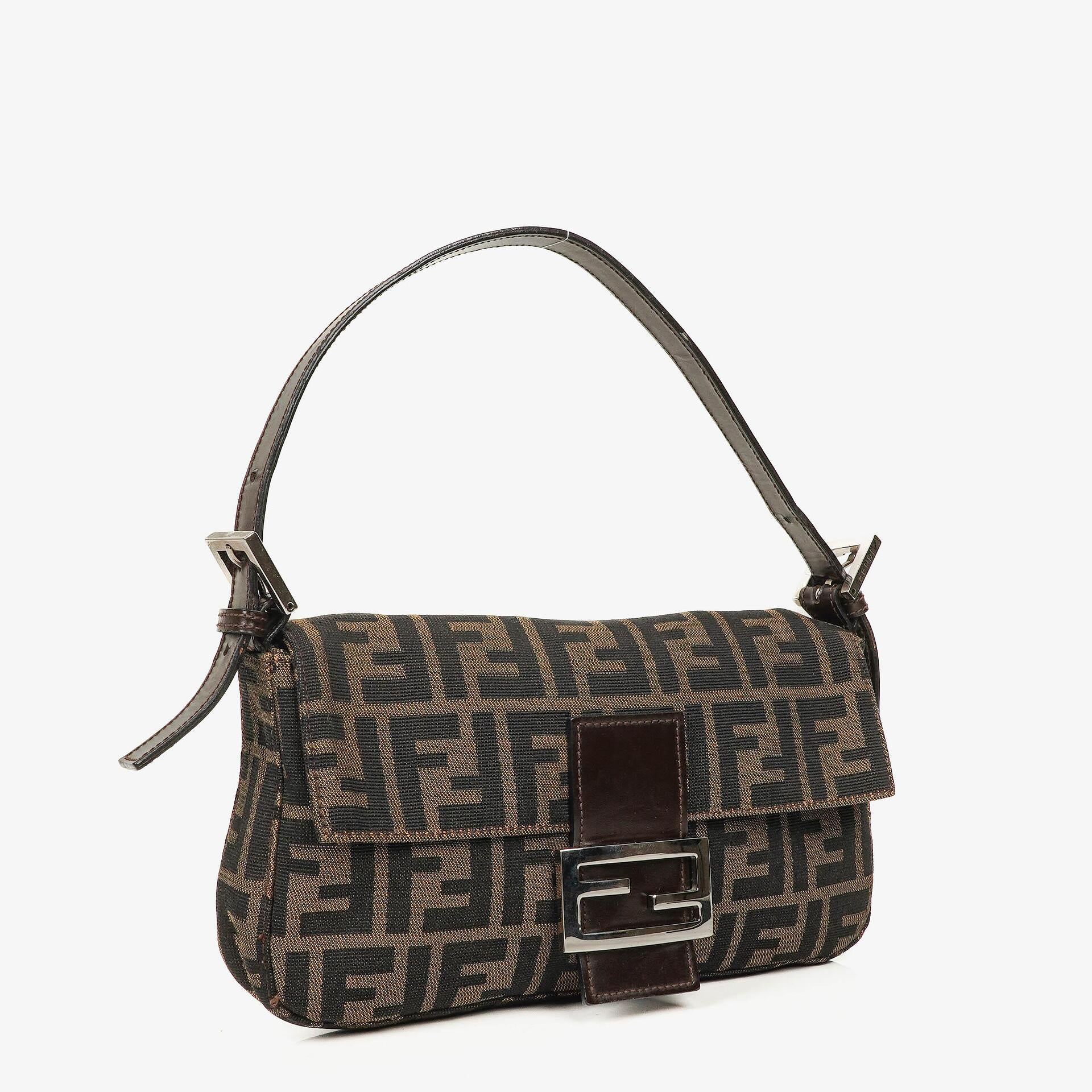Fendi Zucca Baguette FF Shoulder Bag Brown