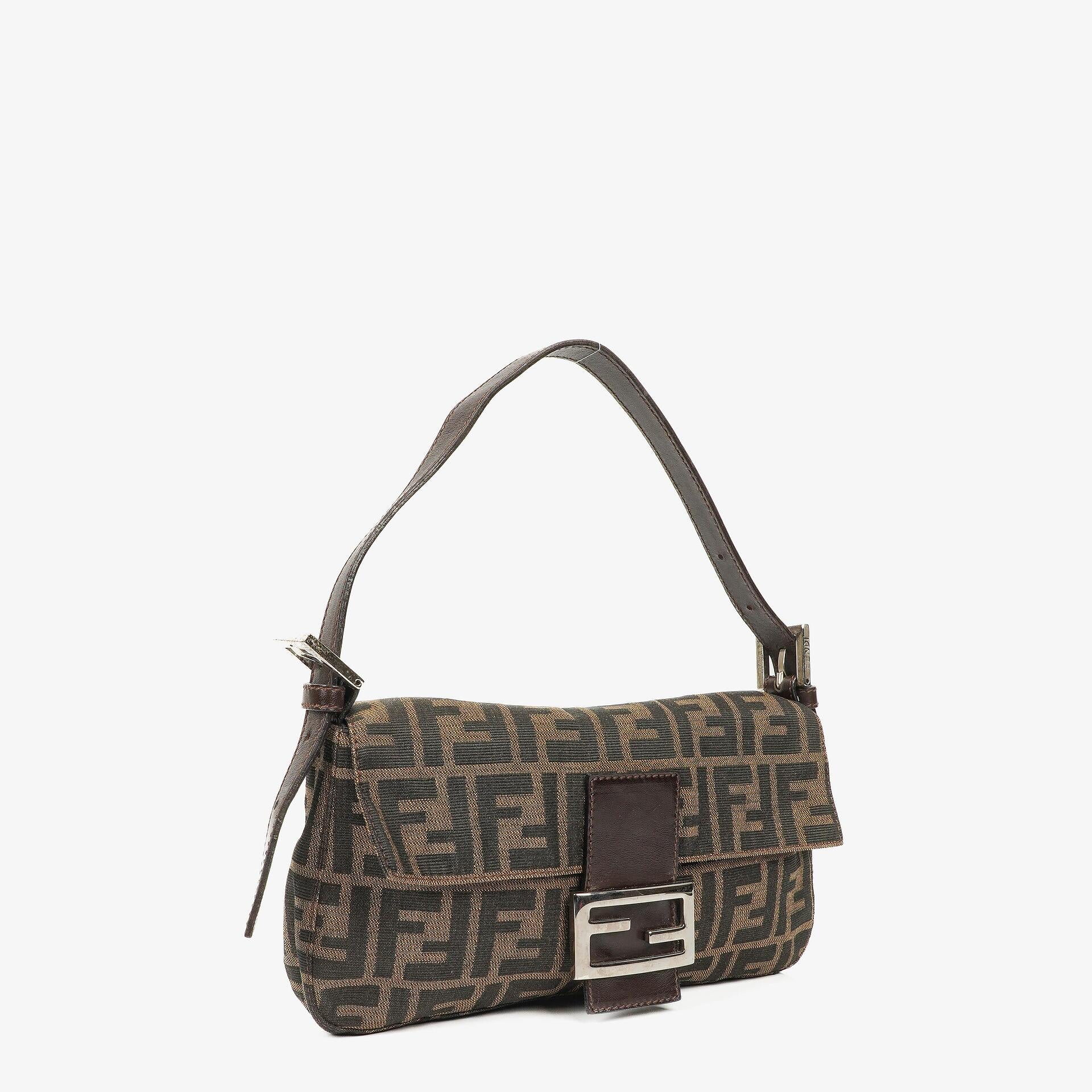 Fendi Zucca Baguette FF Shoulder Bag Brown
