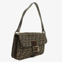 Fendi Zucca Canvas Baguette Tobbaco Shoulder Bag