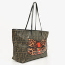 Fendi Zucca Coated Canvas and Patent Leather Tobacco/Black Baguette Print Roll Shopper Tote