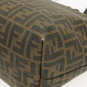 Fendi Zucca Coated Canvas and Patent Leather Tobacco/Black Baguette Print Roll Shopper Tote