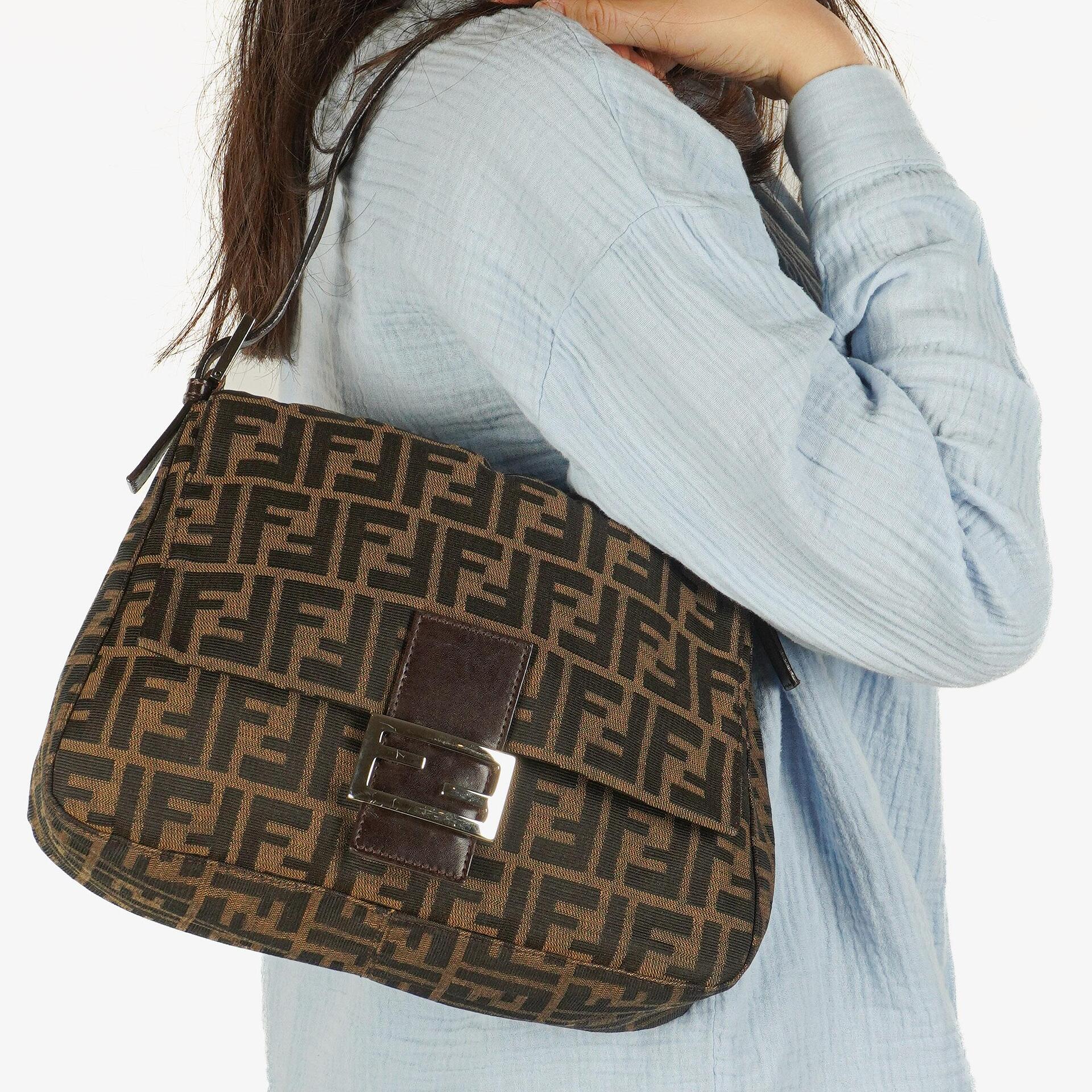 Fendi Zucca Mamma Baguette Tobacco Shoulder Bag
