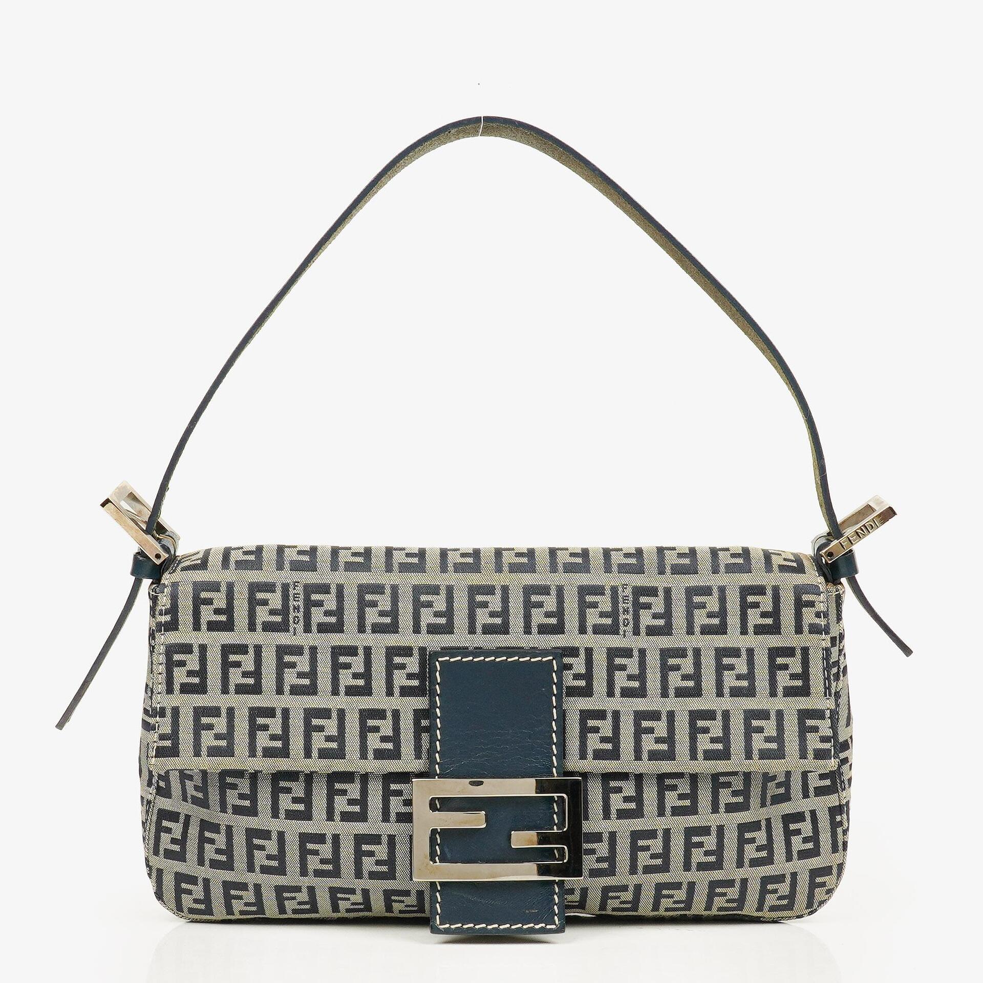 Fendi Zuccino Baguette Navy/Grey Handbag