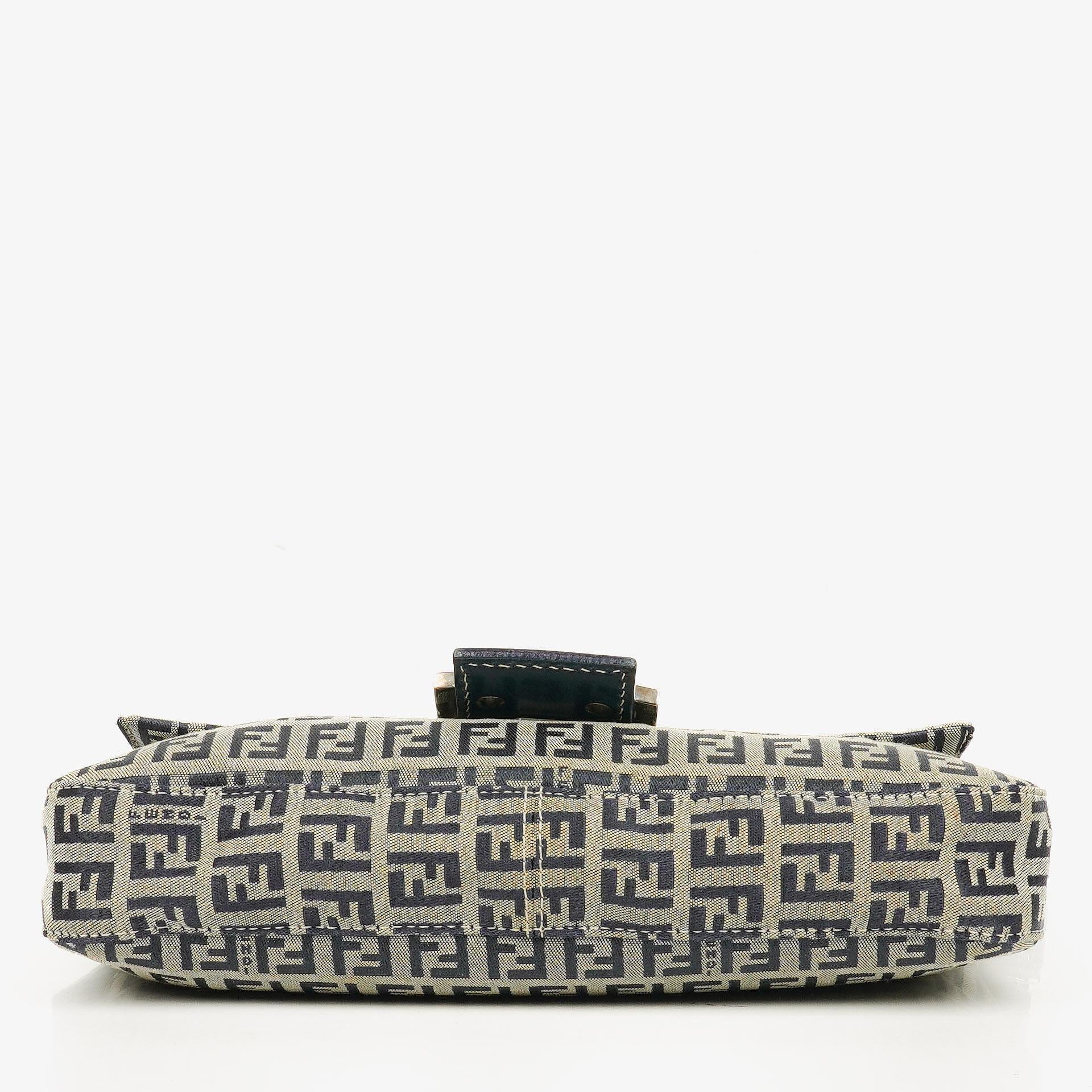 Fendi Zuccino Baguette Navy/Grey Handbag