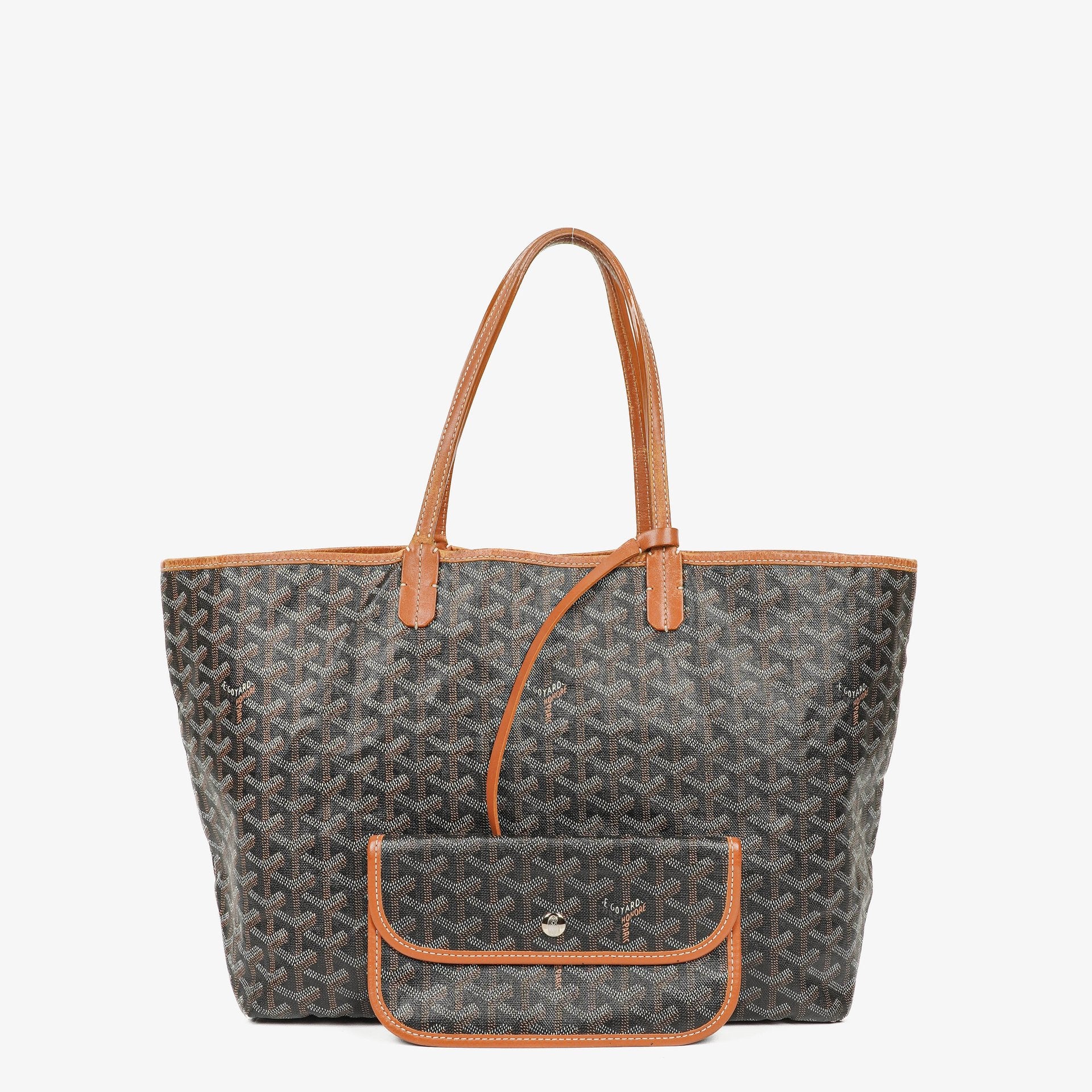 Goyard Saint Louis Black Chevron Print Coated Canvas Tote Bag