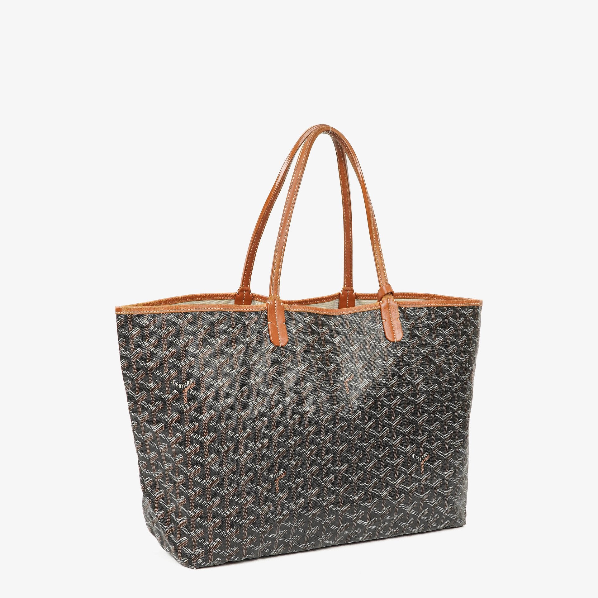 Goyard Saint Louis Black Chevron Print Coated Canvas Tote Bag