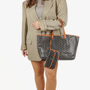 Goyard Saint Louis Black Chevron Print Coated Canvas Tote Bag