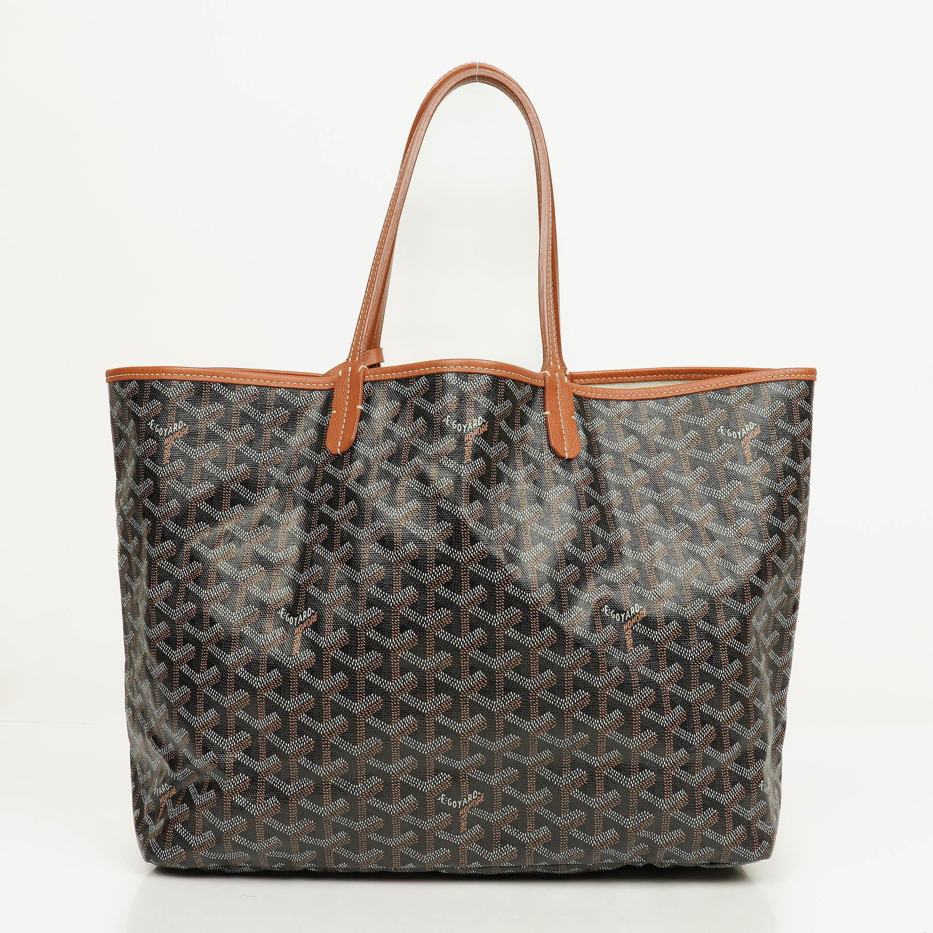 Goyard Saint Louis PM Black Chevron Print Coated Canvas Tote Bag