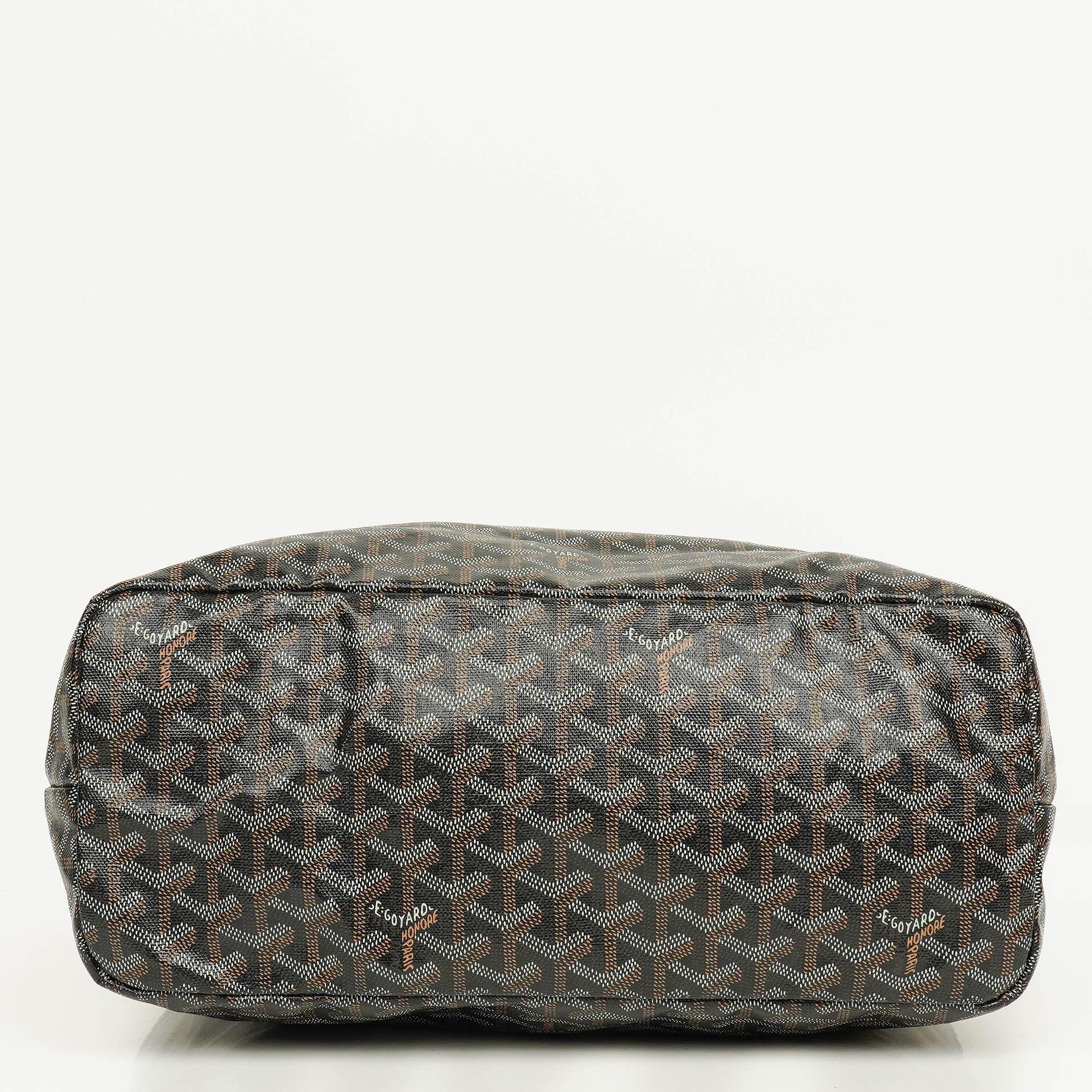 Goyard Saint Louis PM Black Chevron Print Coated Canvas Tote Bag