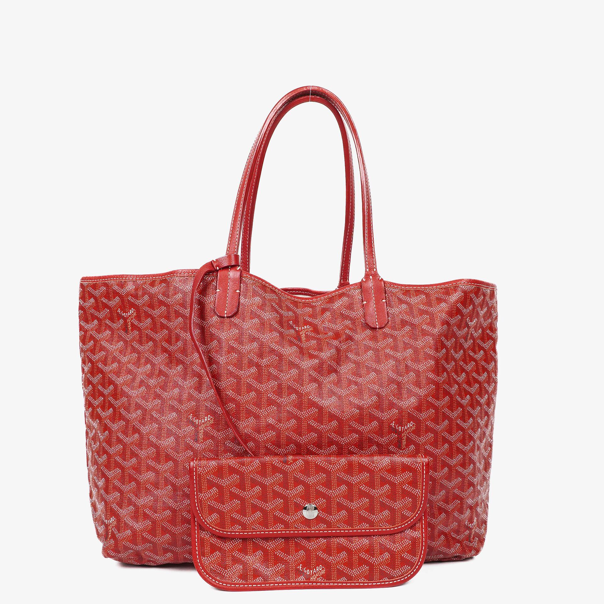 Goyard Saint Louis Red Chevron Print Coated Canvas Tote Bag